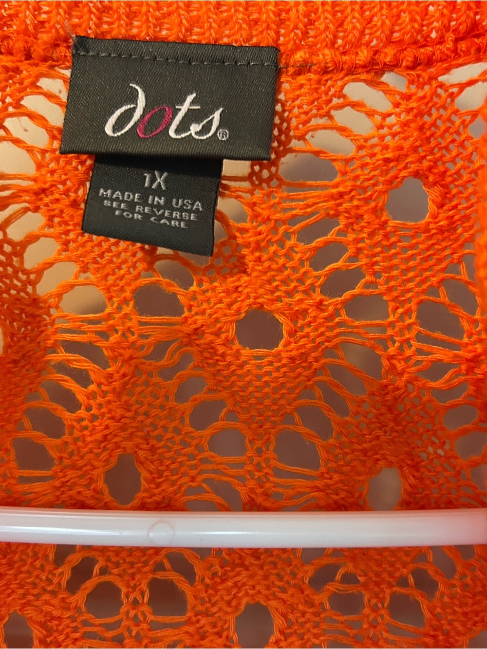 Dots Bright Orange Crochet Open Lace Top
